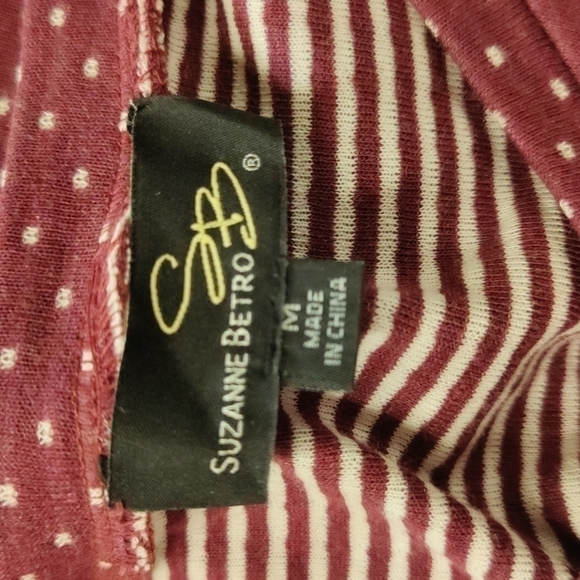 SUZANNE Betro Cap Sleeve Burgundy w/White Polka Dot Dress Size Medium - Picture 11 of 12